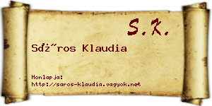 Sáros Klaudia névjegykártya